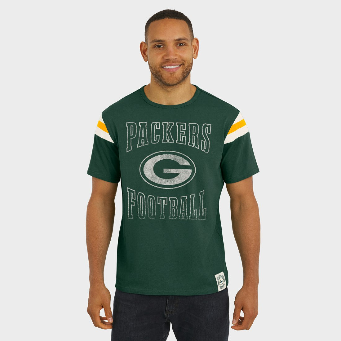 Green Bay Packers Fanatics Darius Rucker Collection Football Stripe Sleeve T-Shirt