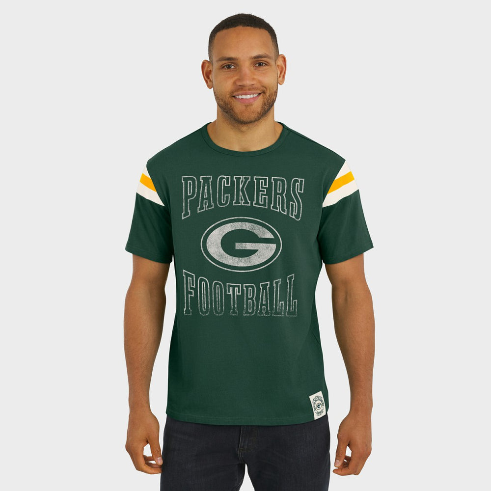 Green Bay Packers Fanatics Darius Rucker Collection Football Stripe Sleeve T-Shirt