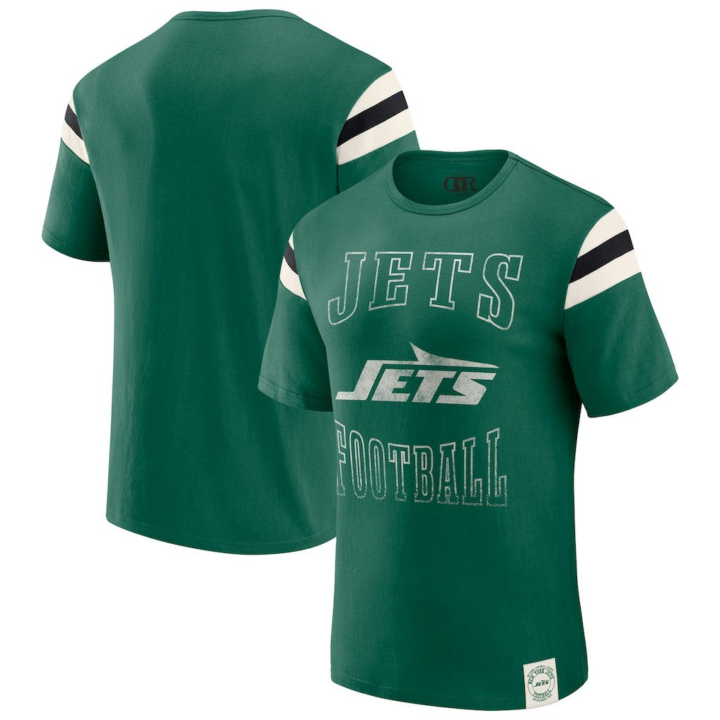 New York Jets Fanatics Darius Rucker Collection Football Stripe Sleeve T-Shirt
