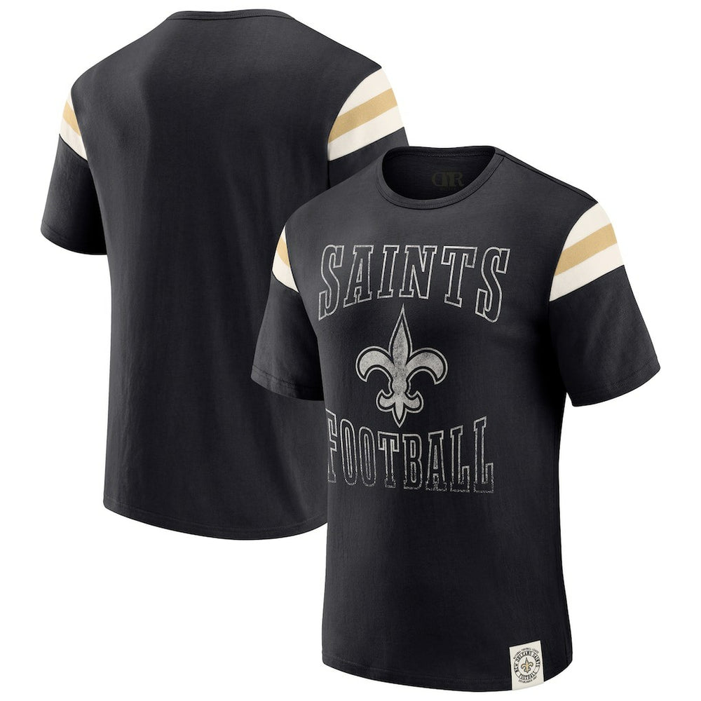 New Orleans Saints Fanatics Darius Rucker Collection Football Stripe Sleeve T-Shirt