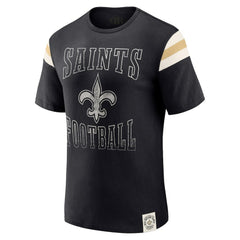 New Orleans Saints Fanatics Darius Rucker Collection Football Stripe Sleeve T-Shirt