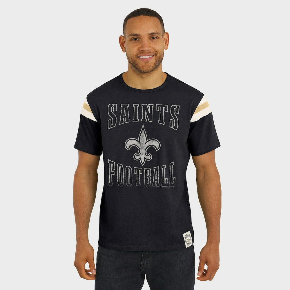New Orleans Saints Fanatics Darius Rucker Collection Football Stripe Sleeve T-Shirt