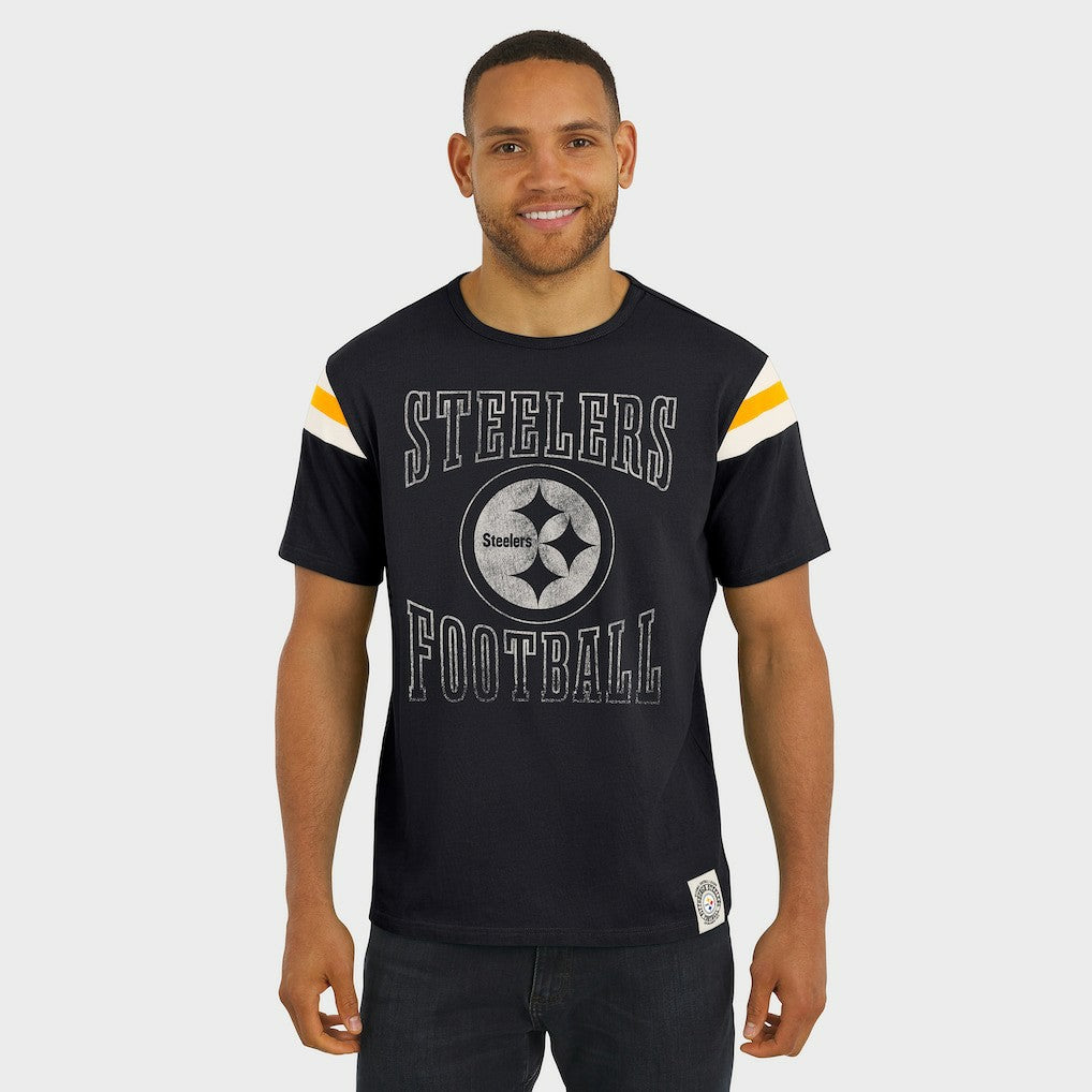 Pittsburgh Steelers Fanatics Darius Rucker Collection Football Stripe Sleeve T-Shirt