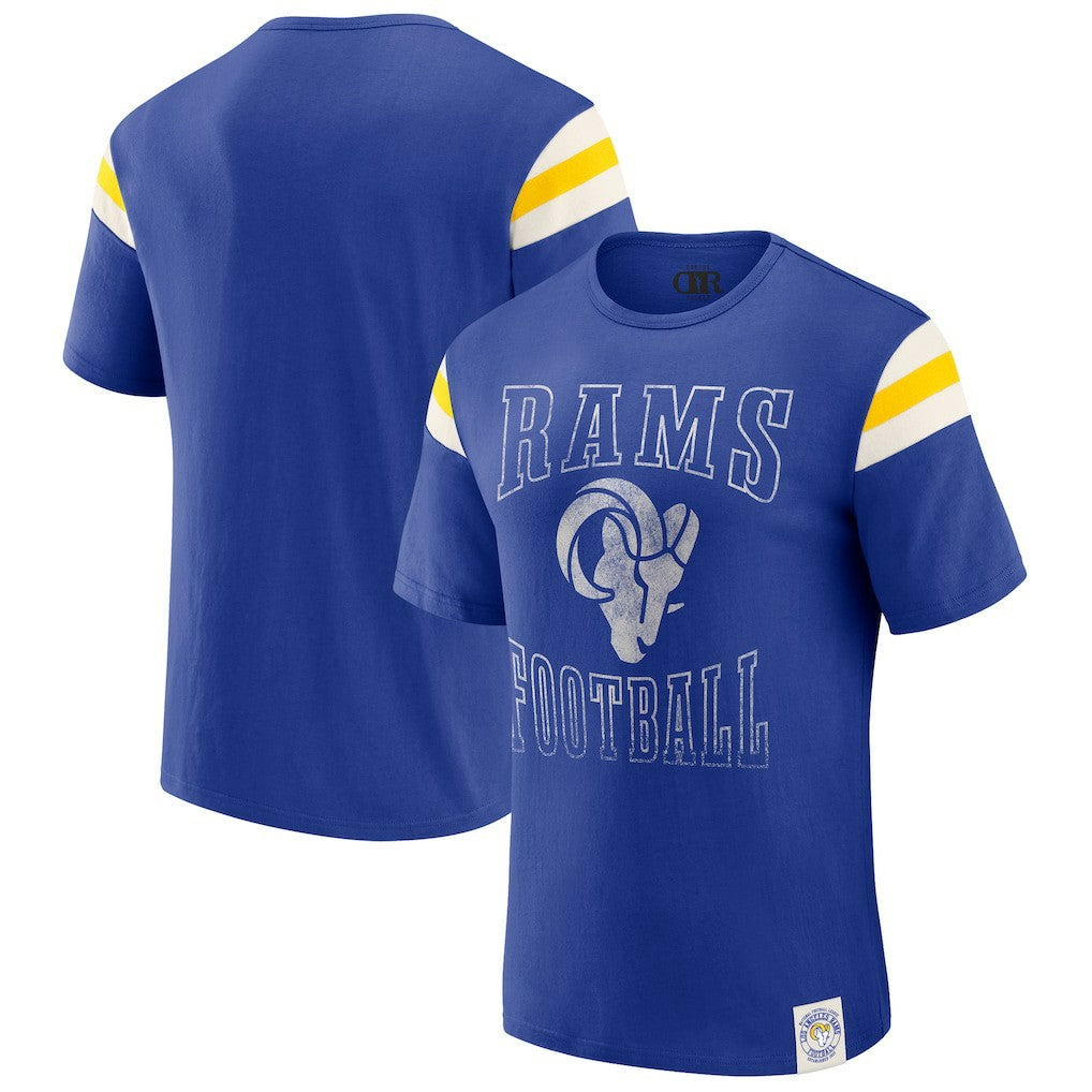 Los Angeles Rams Fanatics Darius Rucker Collection Football Stripe Sleeve T-Shirt