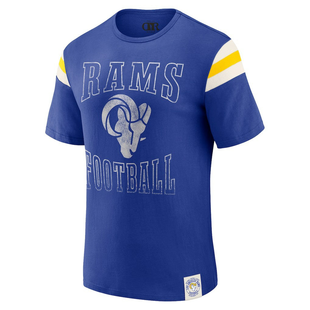 Los Angeles Rams Fanatics Darius Rucker Collection Football Stripe Sleeve T-Shirt