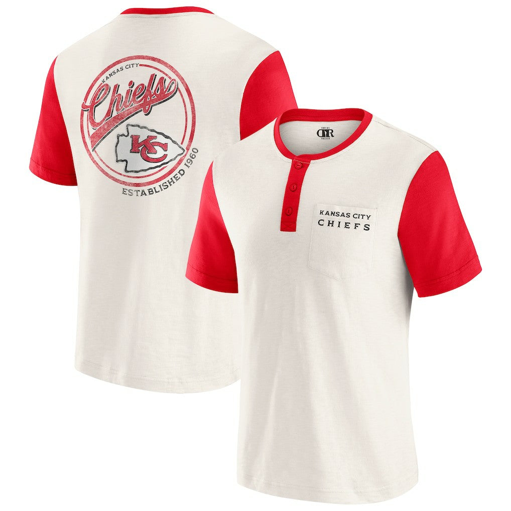 Kansas City Chiefs Fanatics Darius Rucker Collection Henley Colorblock Slub Pocket T-Shirt