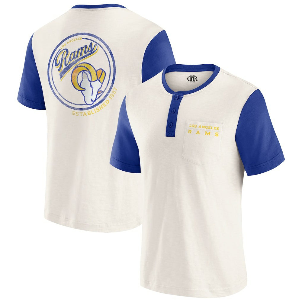 Los Angeles Rams Fanatics Darius Rucker Collection Henley Colorblock Slub Pocket T-Shirt