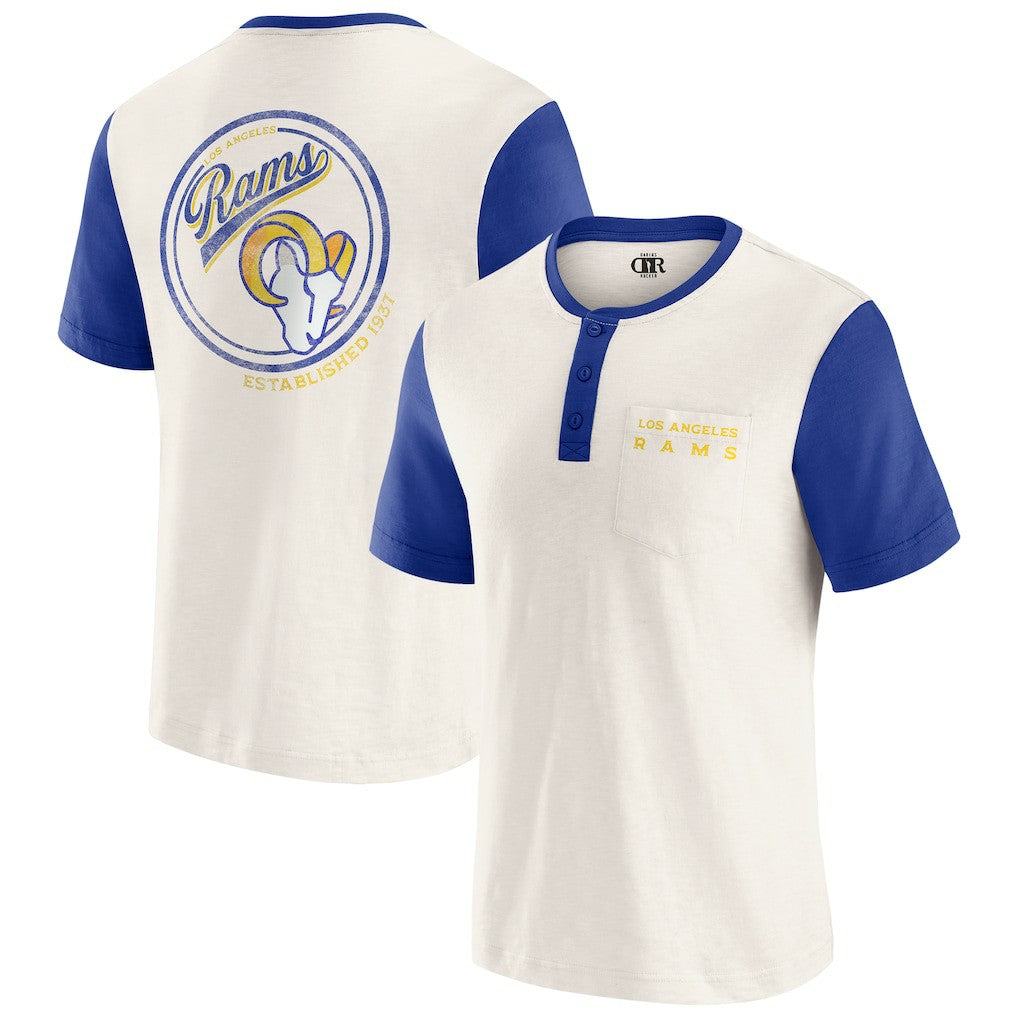Los Angeles Rams Fanatics Darius Rucker Collection Henley Colorblock Slub Pocket T-Shirt