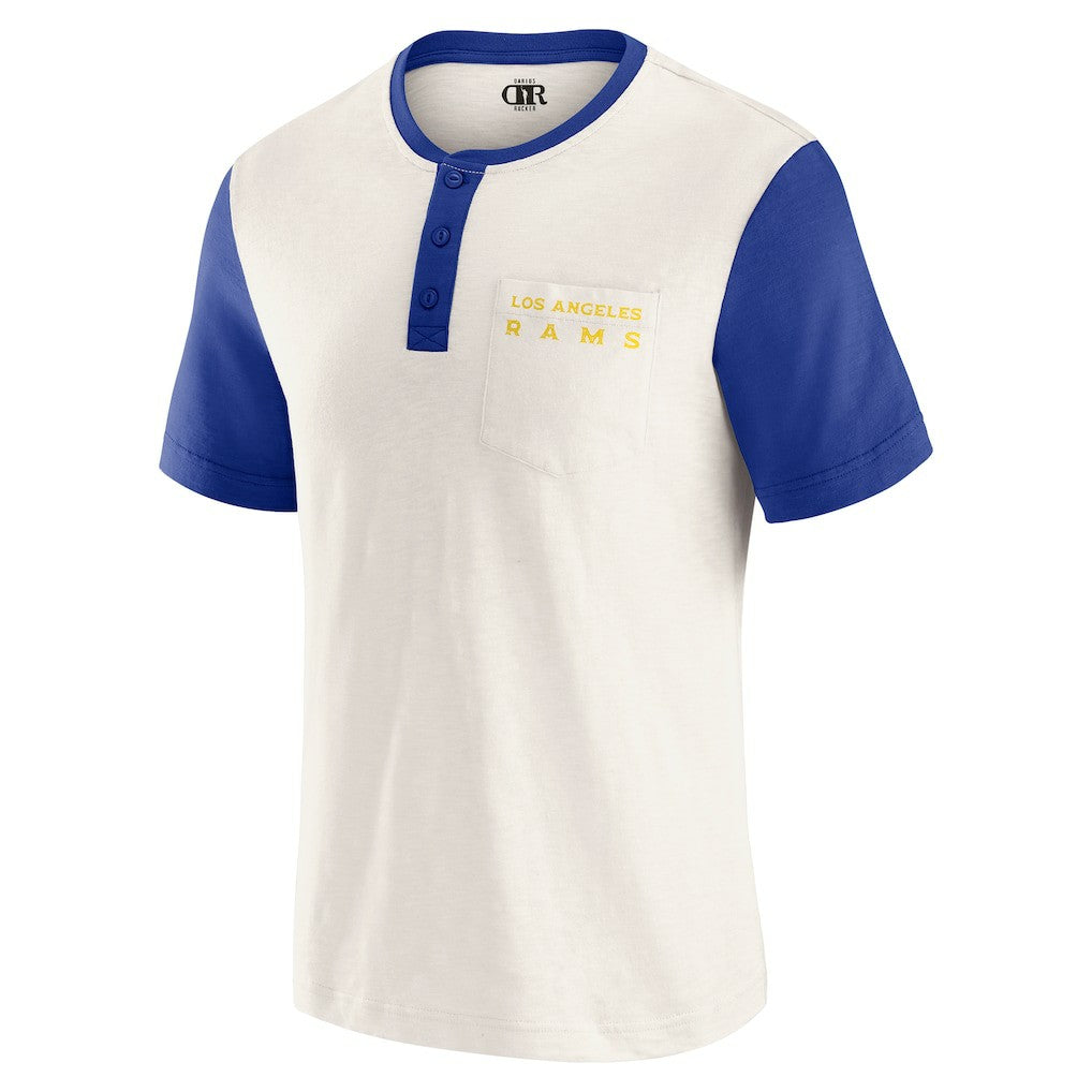 Los Angeles Rams Fanatics Darius Rucker Collection Henley Colorblock Slub Pocket T-Shirt
