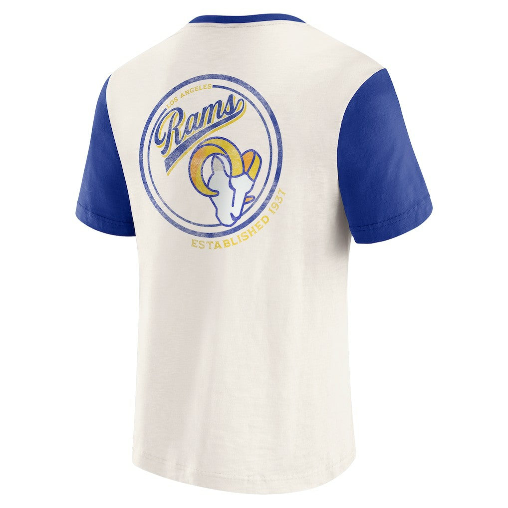 Los Angeles Rams Fanatics Darius Rucker Collection Henley Colorblock Slub Pocket T-Shirt