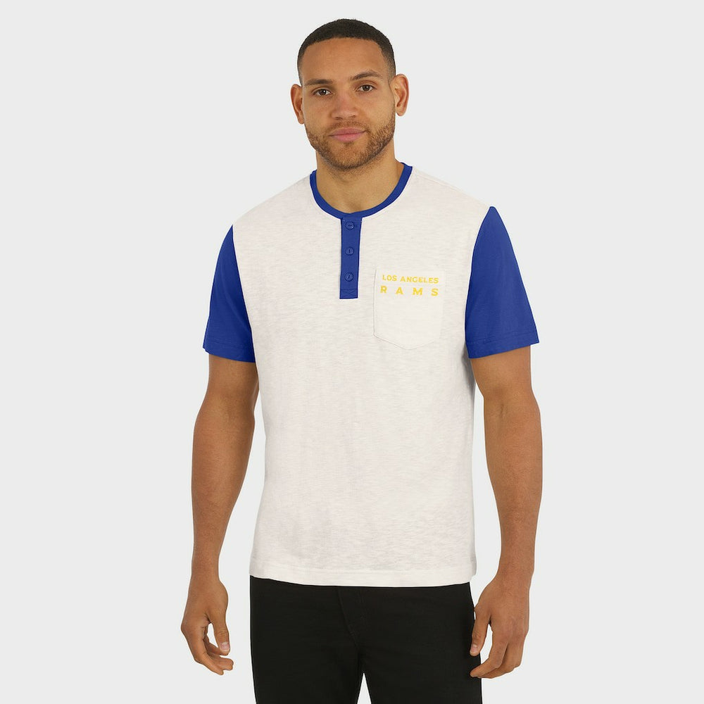 Los Angeles Rams Fanatics Darius Rucker Collection Henley Colorblock Slub Pocket T-Shirt