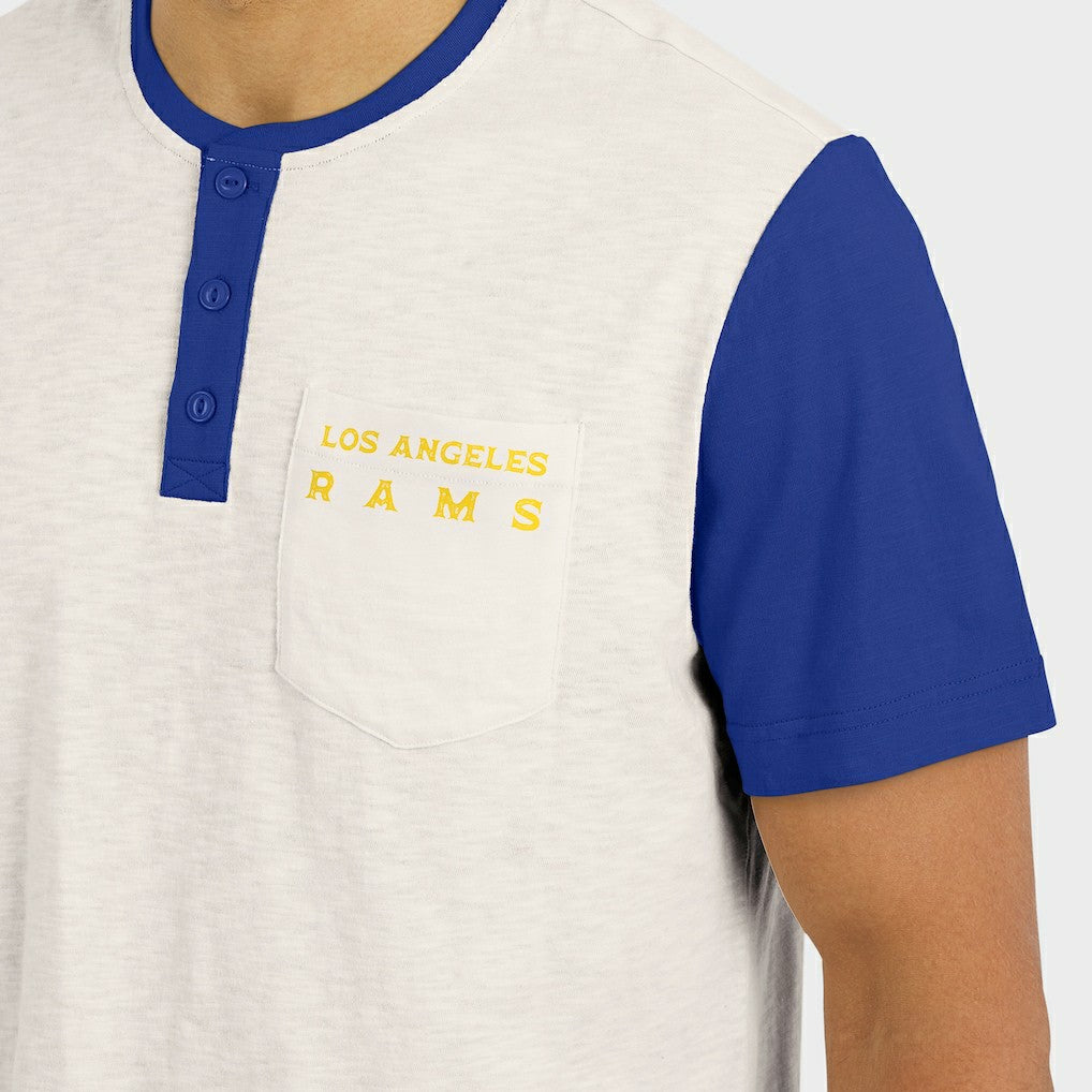 Los Angeles Rams Fanatics Darius Rucker Collection Henley Colorblock Slub Pocket T-Shirt