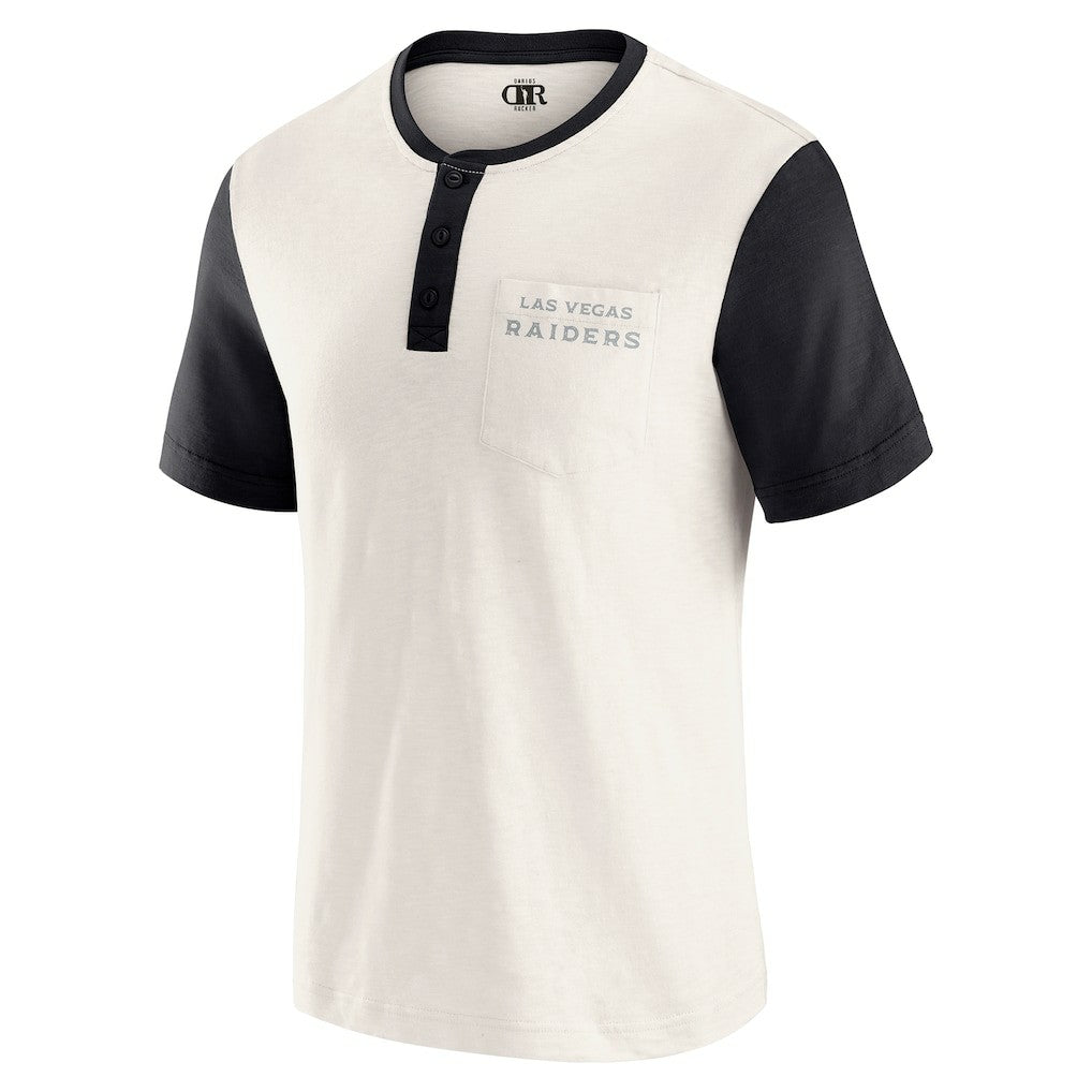 Las Vegas Raiders Fanatics Darius Rucker Collection Henley Colorblock Slub Pocket T-Shirt