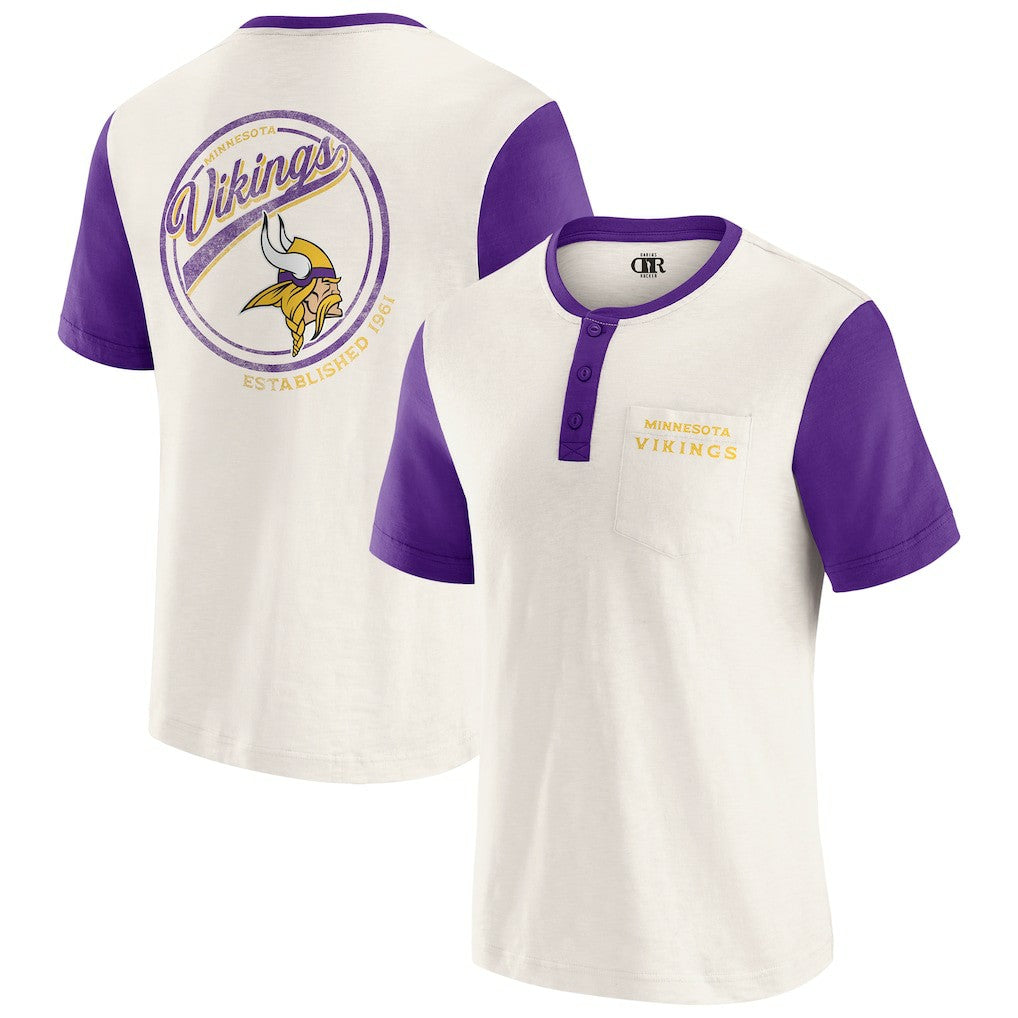 Minnesota Vikings Fanatics Darius Rucker Collection Henley Colorblock Slub Pocket T-Shirt