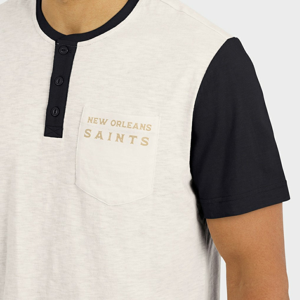 New Orleans Saints Fanatics Darius Rucker Collection Henley Colorblock Slub Pocket T-Shirt