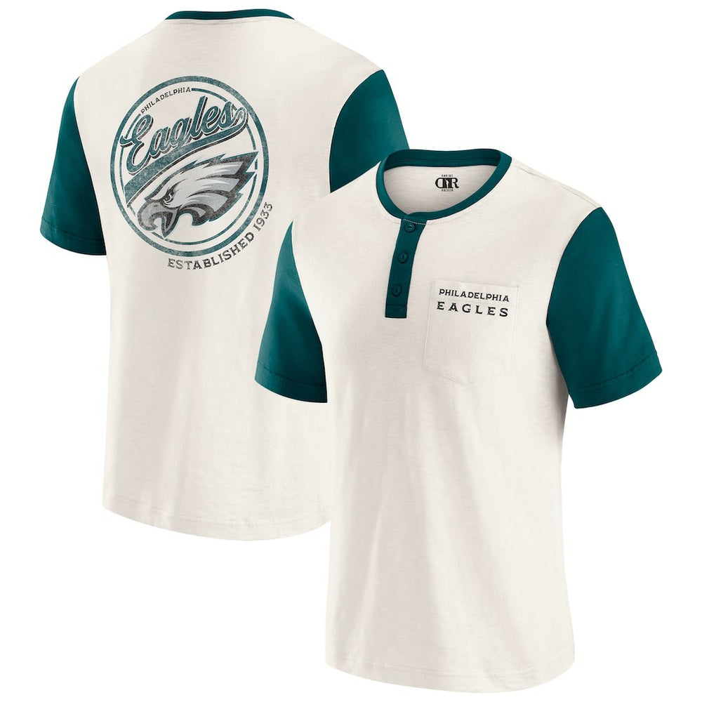 Philadelphia Eagles Fanatics Darius Rucker Collection Henley Colorblock Slub Pocket T-Shirt