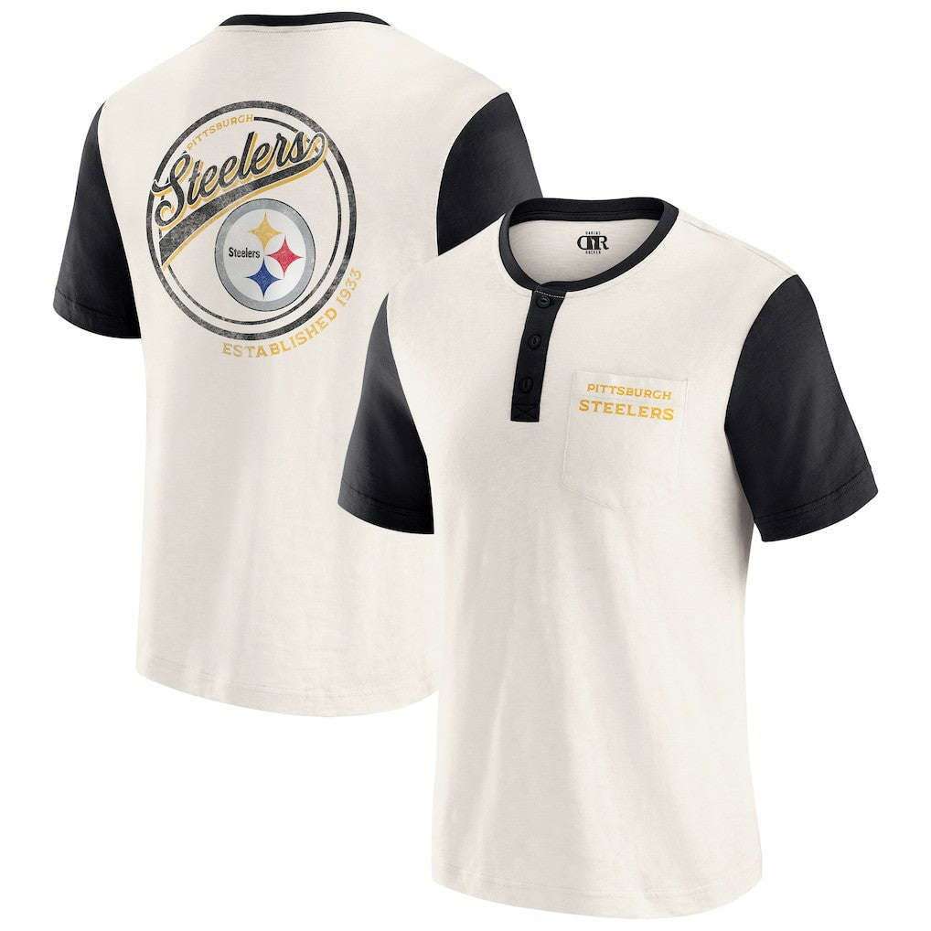 Pittsburgh Steelers Fanatics Darius Rucker Collection Henley Colorblock Slub Pocket T-Shirt