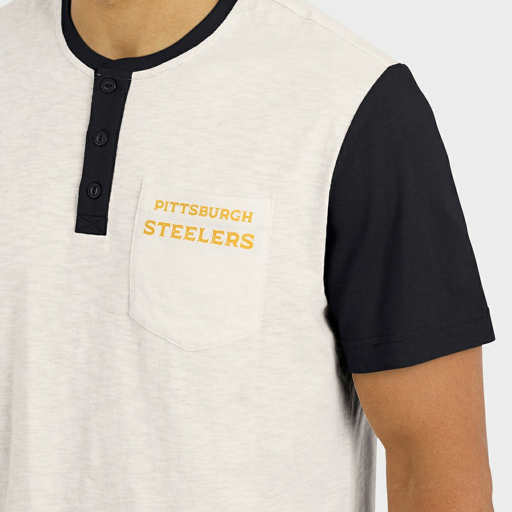 Pittsburgh Steelers Fanatics Darius Rucker Collection Henley Colorblock Slub Pocket T-Shirt