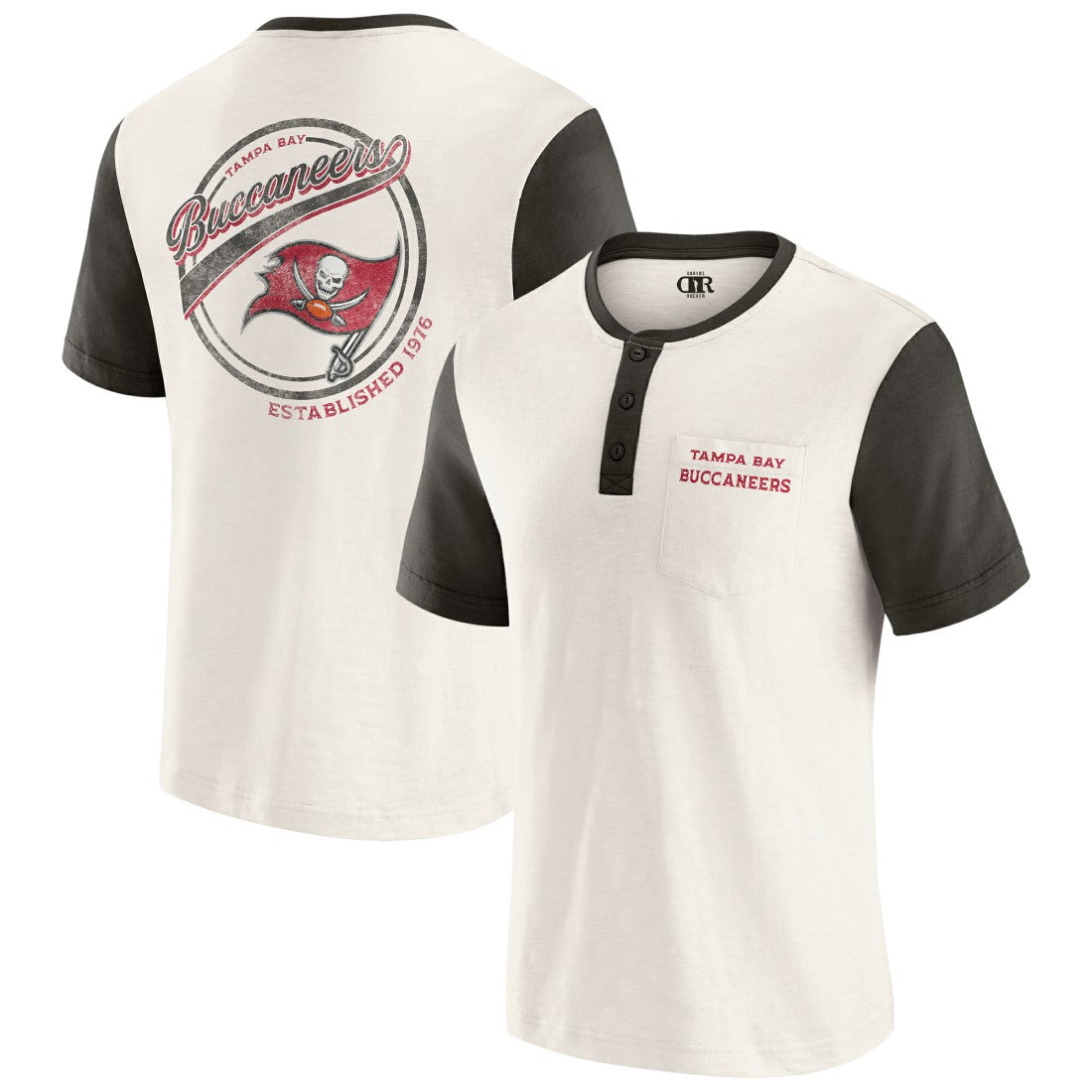 Tampa Bay Buccaneers Fanatics Darius Rucker Collection Henley Colorblock Slub Pocket T-Shirt
