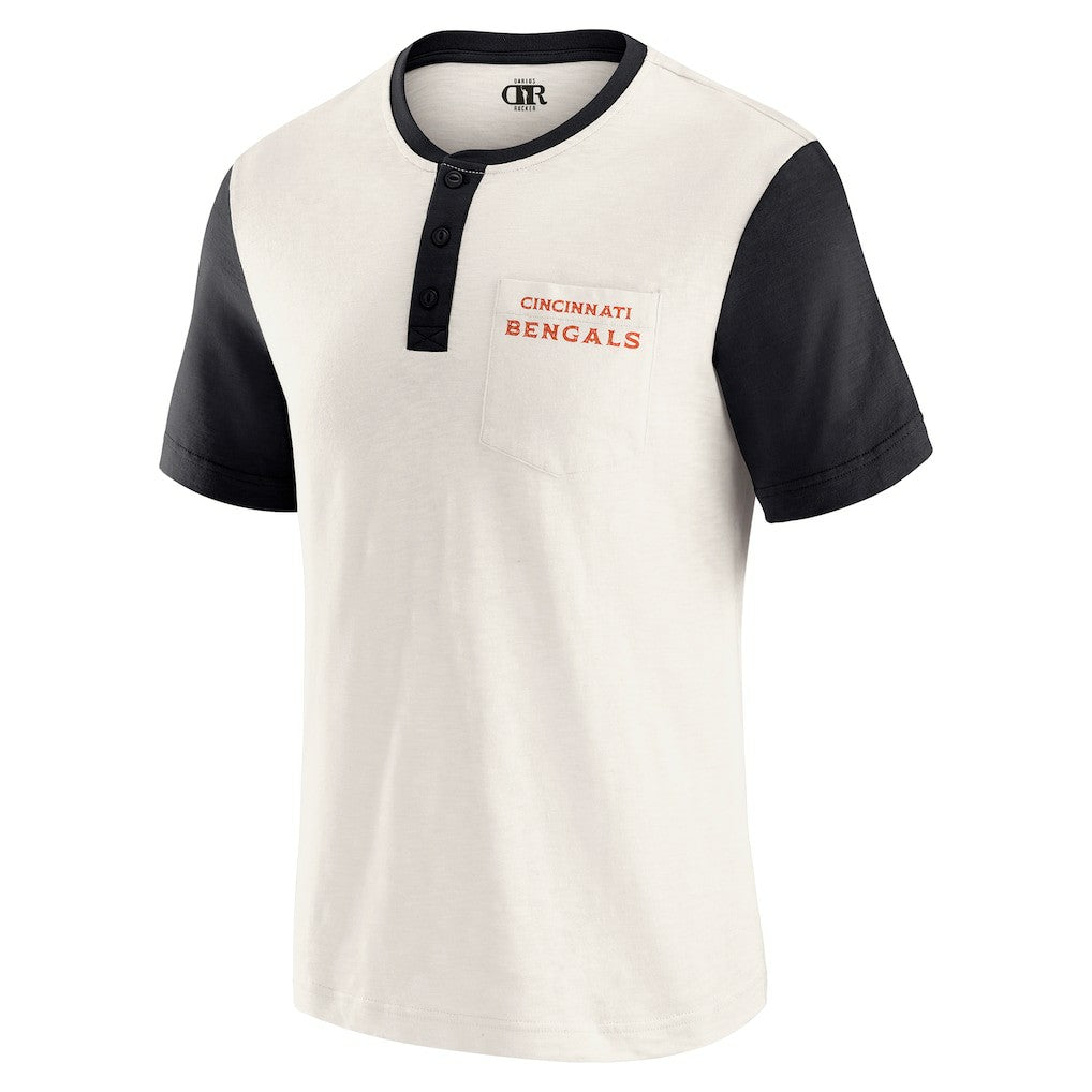 Cincinnati Bengals Fanatics Darius Rucker Collection Henley Colorblock Slub Pocket T-Shirt