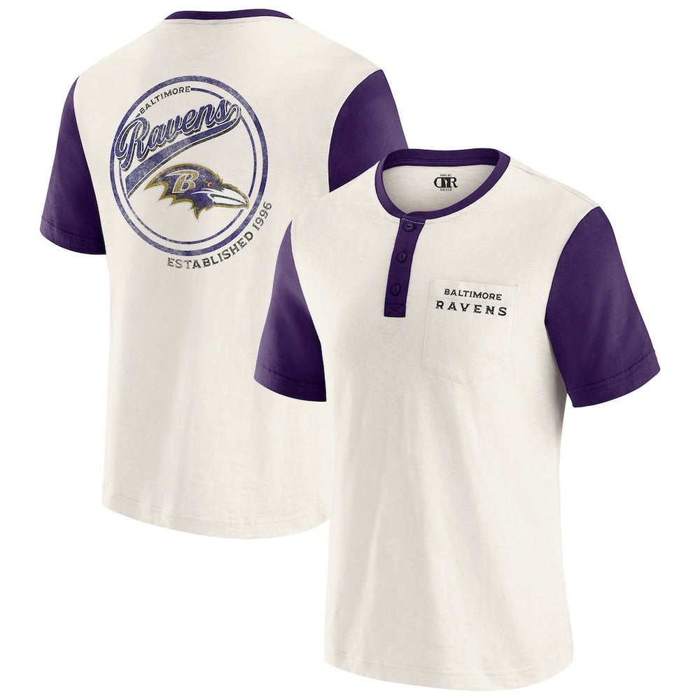 Baltimore Ravens Fanatics Darius Rucker Collection Henley Colorblock Slub Pocket T-Shirt