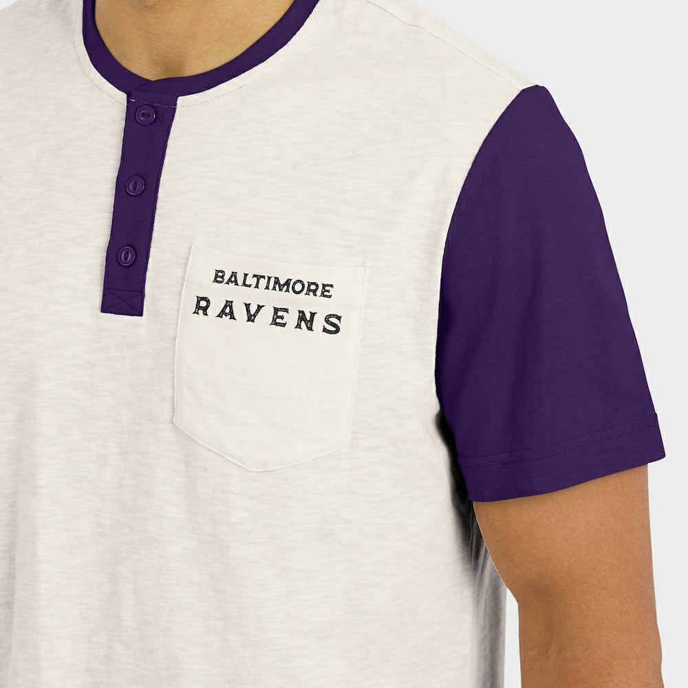 Baltimore Ravens Fanatics Darius Rucker Collection Henley Colorblock Slub Pocket T-Shirt