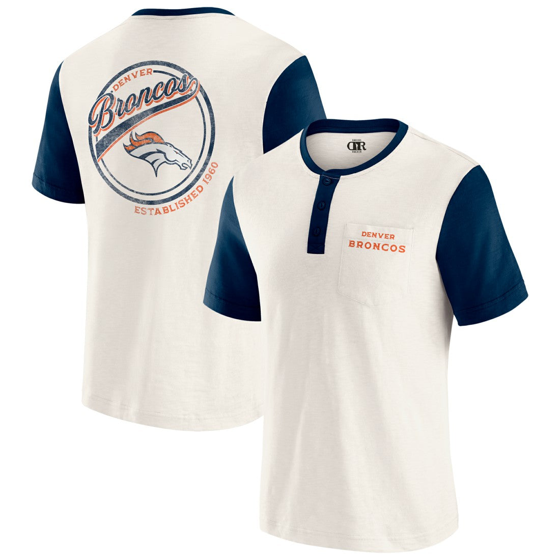 Denver Broncos Fanatics Darius Rucker Collection Henley Colorblock Slub Pocket T-Shirt