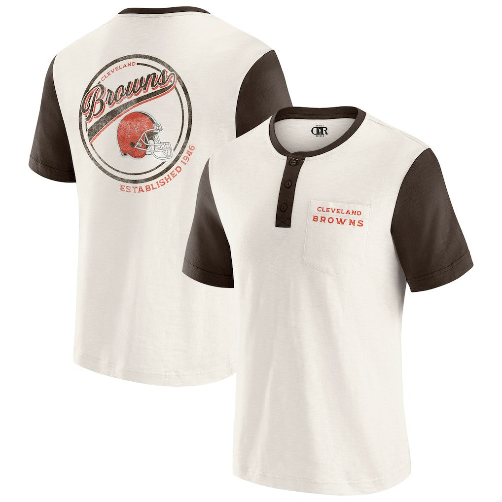 Cleveland Browns Fanatics Darius Rucker Collection Henley Colorblock Slub Pocket T-Shirt