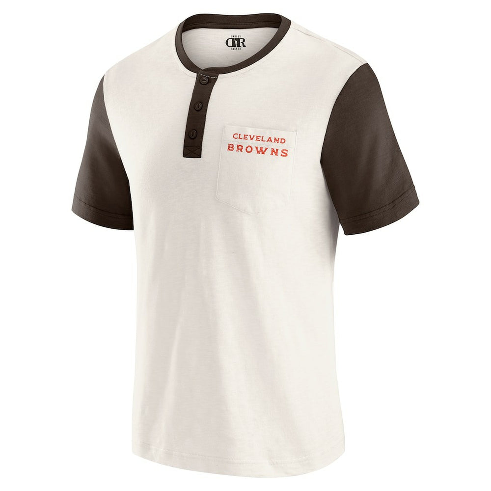 Cleveland Browns Fanatics Darius Rucker Collection Henley Colorblock Slub Pocket T-Shirt