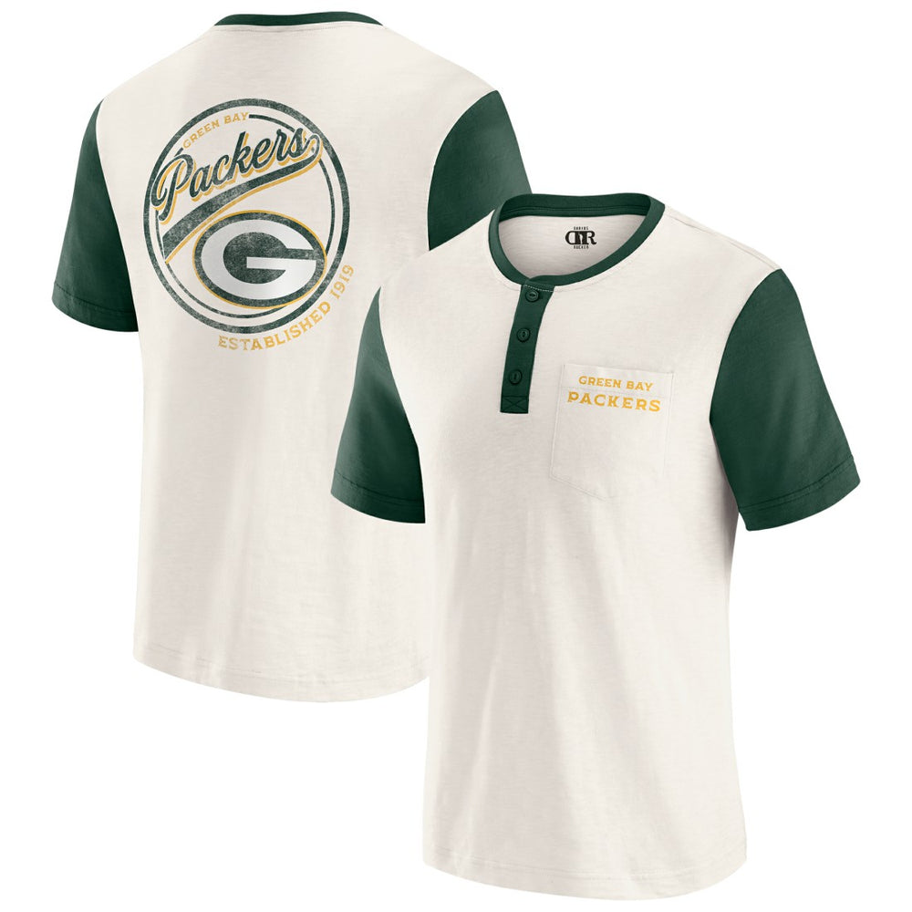 Green Bay Packers Fanatics Darius Rucker Collection Henley Colorblock Slub Pocket T-Shirt