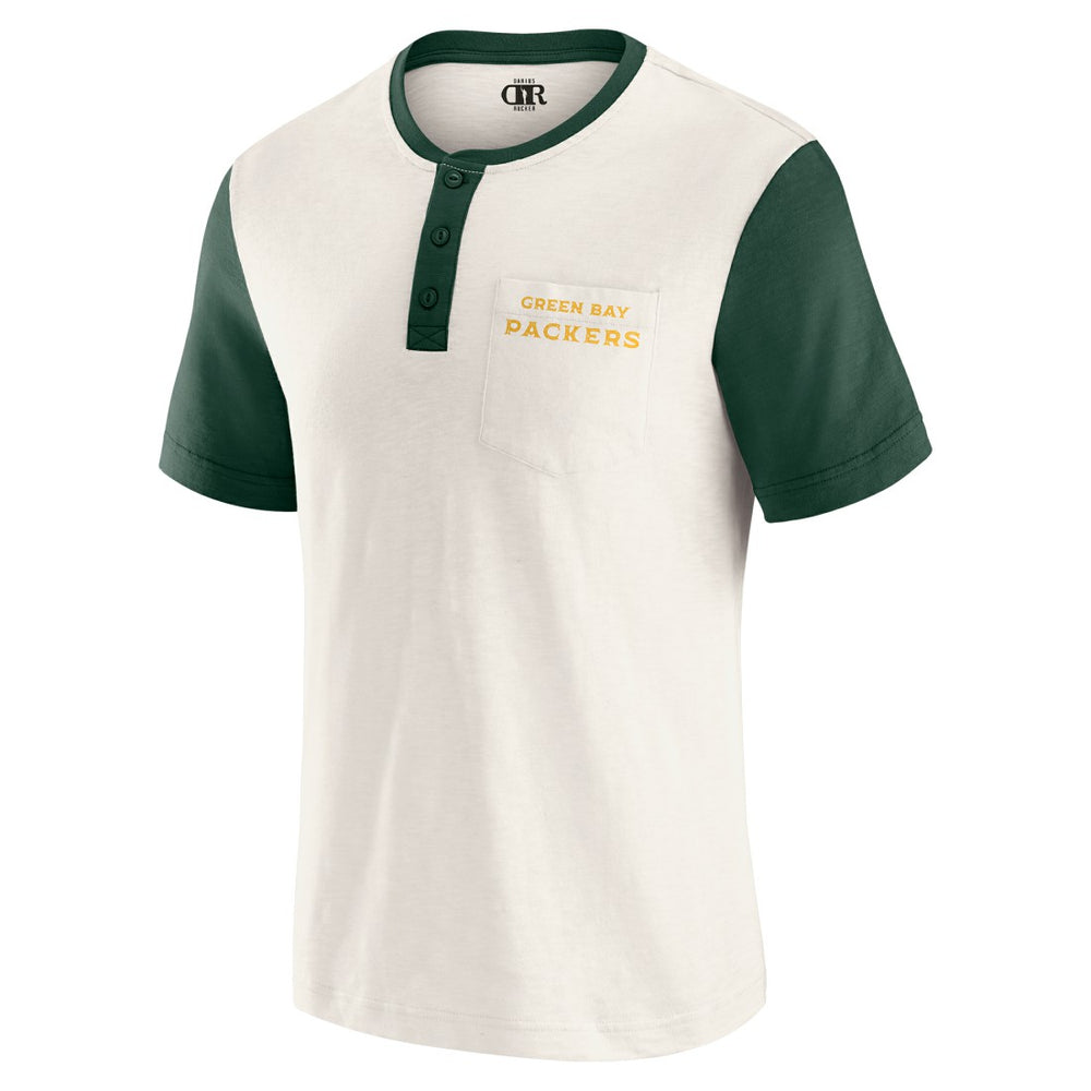 Green Bay Packers Fanatics Darius Rucker Collection Henley Colorblock Slub Pocket T-Shirt