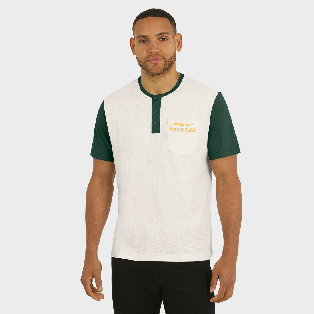 Green Bay Packers Fanatics Darius Rucker Collection Henley Colorblock Slub Pocket T-Shirt