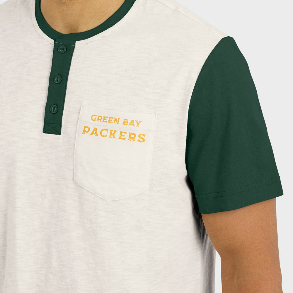 Green Bay Packers Fanatics Darius Rucker Collection Henley Colorblock Slub Pocket T-Shirt