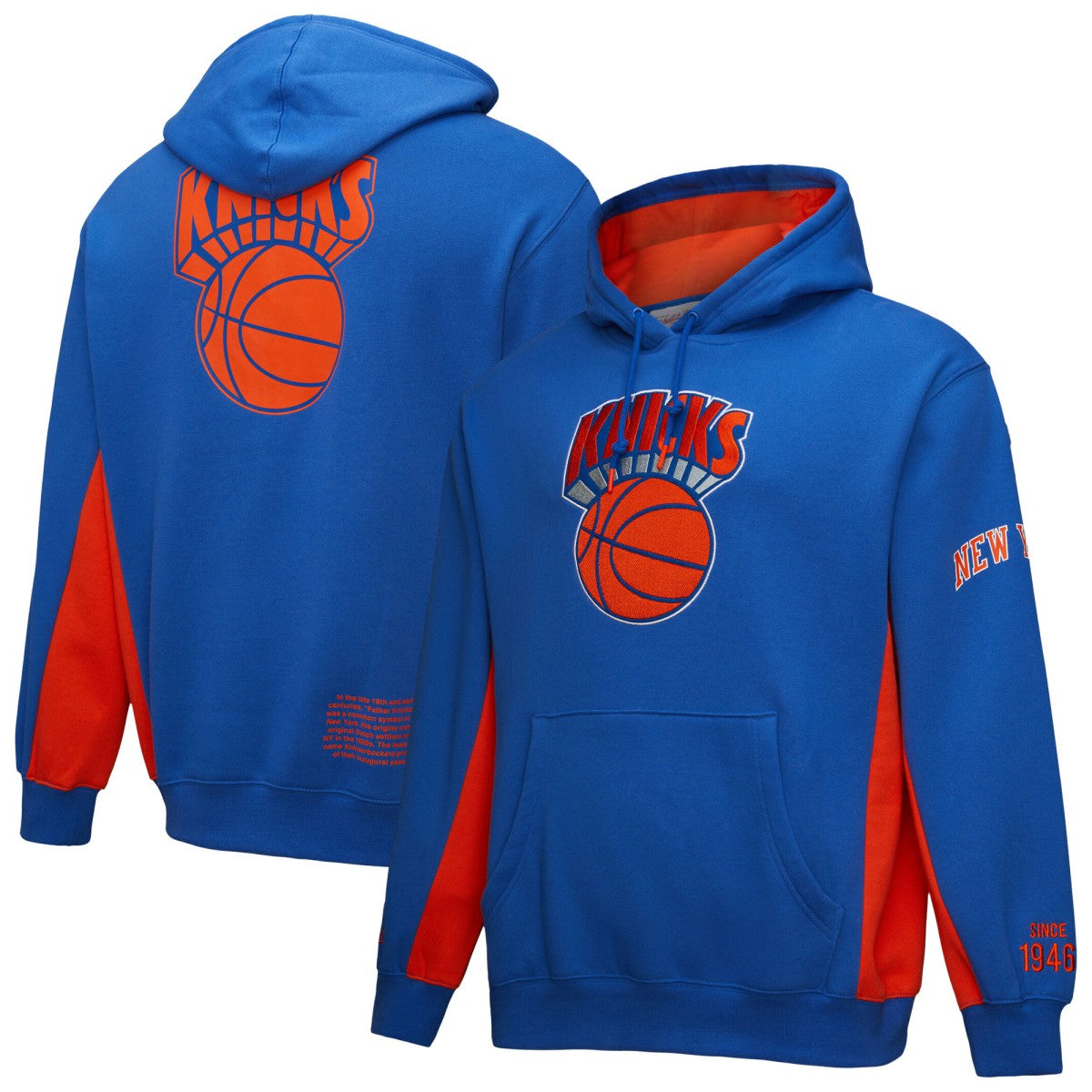 New York Knicks Hardwood Classics Team Origins Fleece Pullover Hoodie For Sale