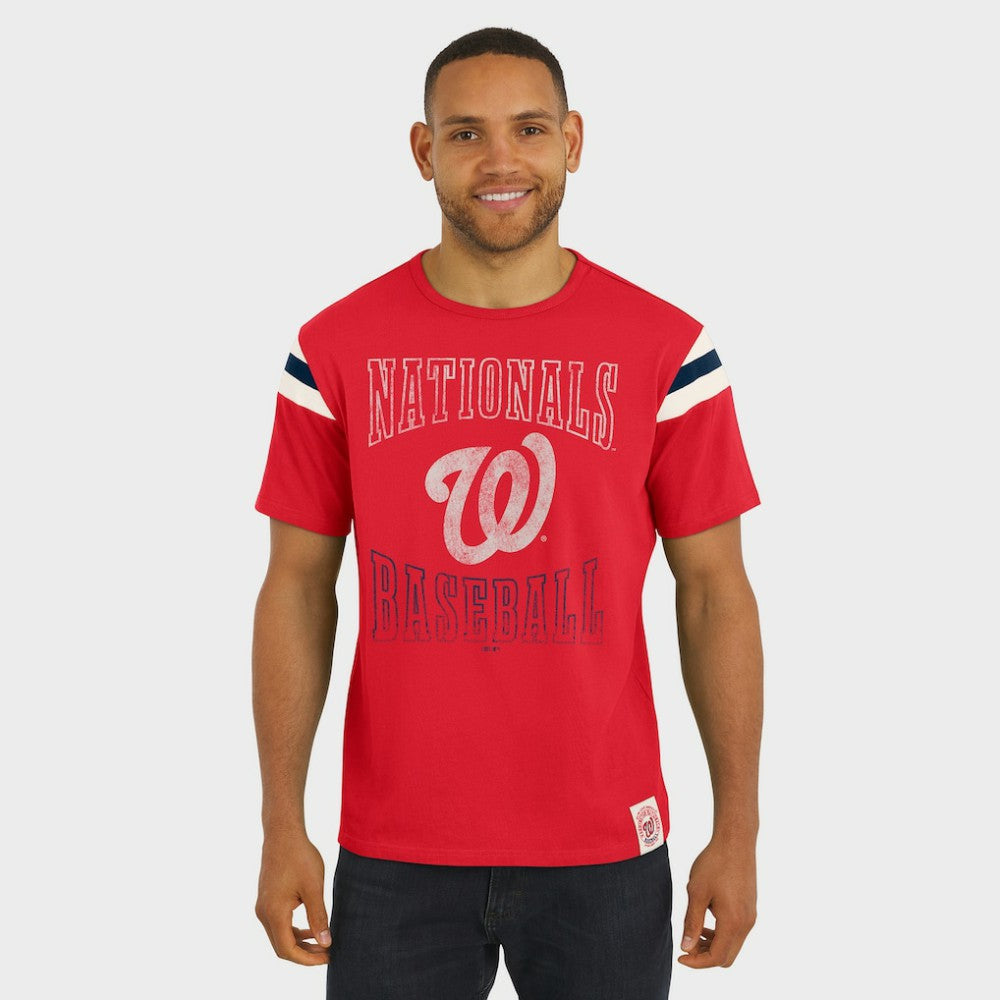Washington Nationals Darius Rucker Collection by Fanatics Distressed Sleeve Stripe T-Shirt | MLB Sale