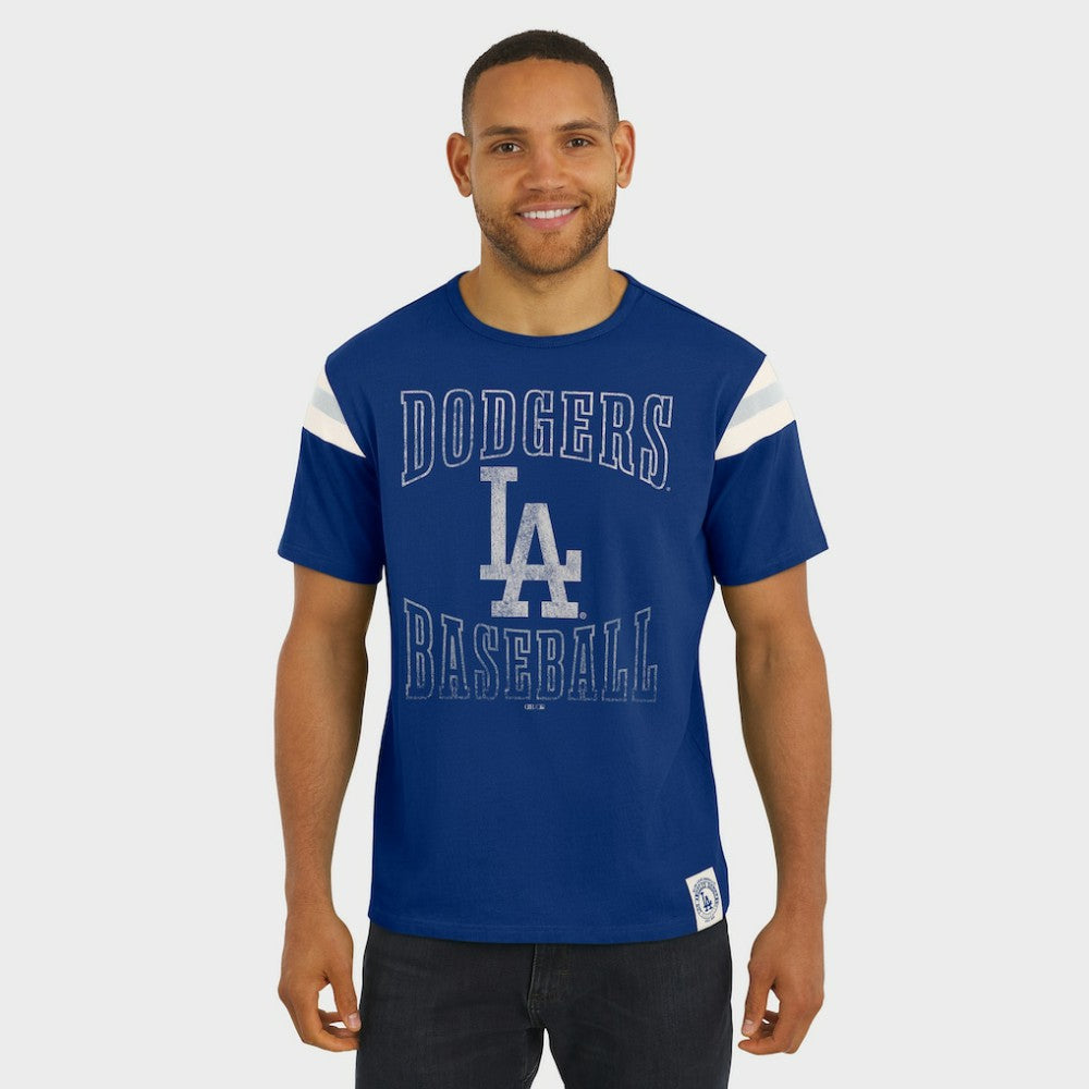 Los Angeles Dodgers Darius Rucker Collection by Fanatics Distressed Sleeve Stripe T-Shirt | MLB Outlet