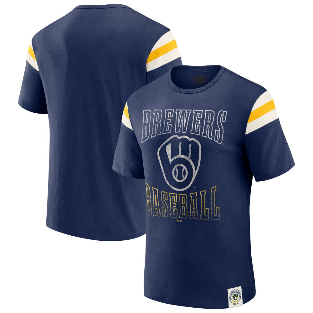 Milwaukee Brewers Darius Rucker Collection by Fanatics Distressed Sleeve Stripe T-Shirt | MLB US