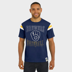 Milwaukee Brewers Darius Rucker Collection by Fanatics Distressed Sleeve Stripe T-Shirt | MLB US