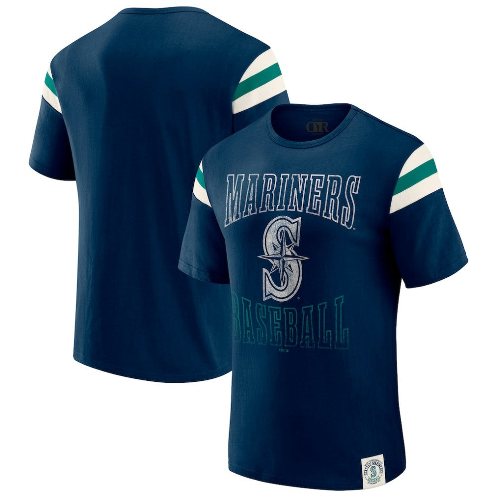 Seattle Mariners Darius Rucker Collection by Fanatics Distressed Sleeve Stripe T-Shirt | MLB For sale