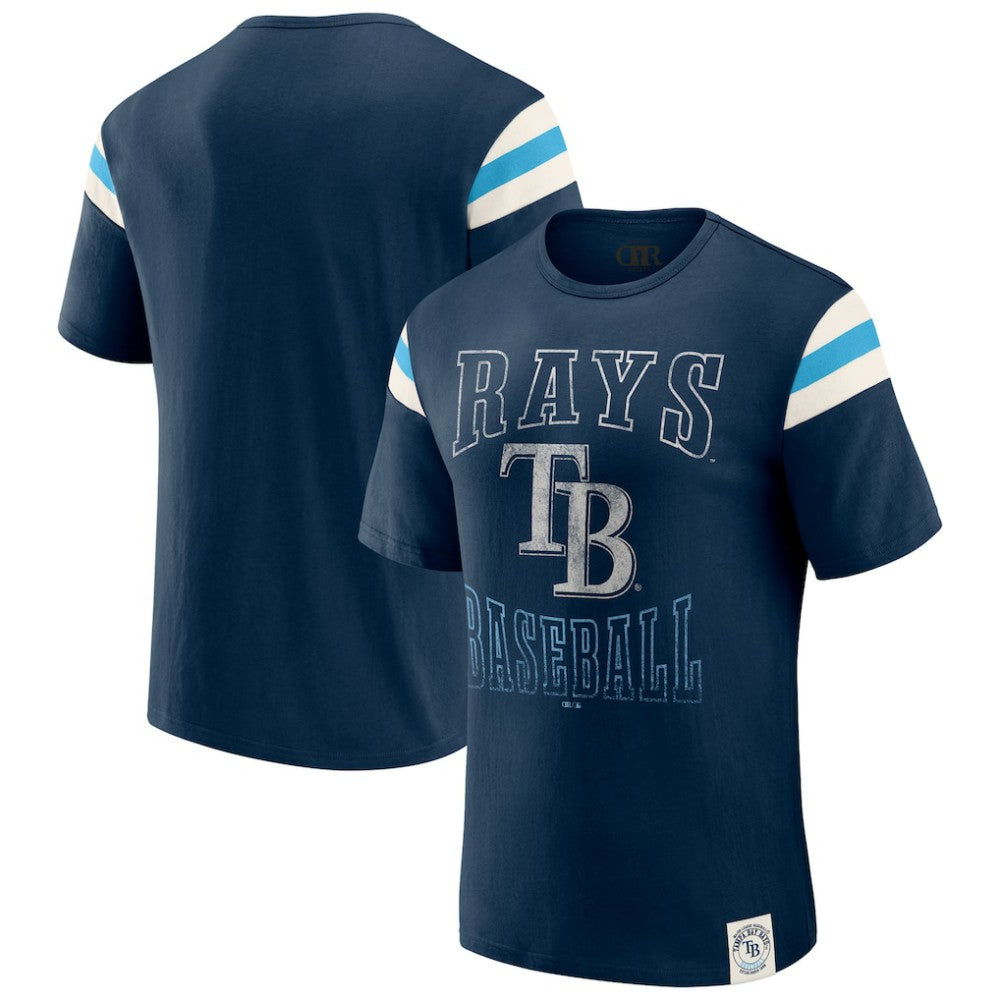 Tampa Bay Rays Darius Rucker Collection by Fanatics Distressed Sleeve Stripe T-Shirt | MLB US