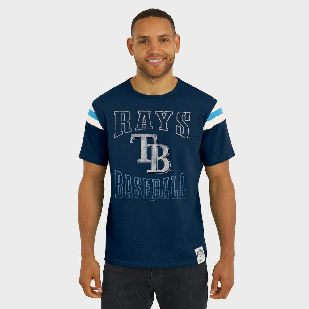 Tampa Bay Rays Darius Rucker Collection by Fanatics Distressed Sleeve Stripe T-Shirt | MLB US