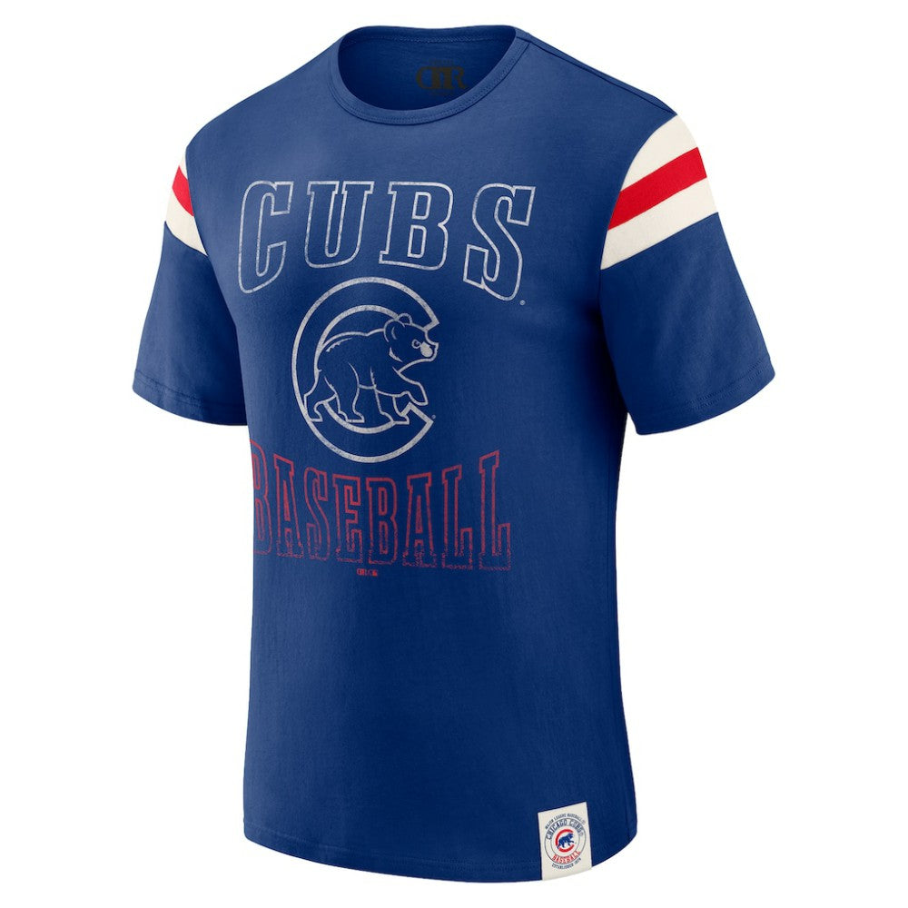 Chicago Cubs Darius Rucker Collection by Fanatics Distressed Sleeve Stripe T-Shirt | MLB New