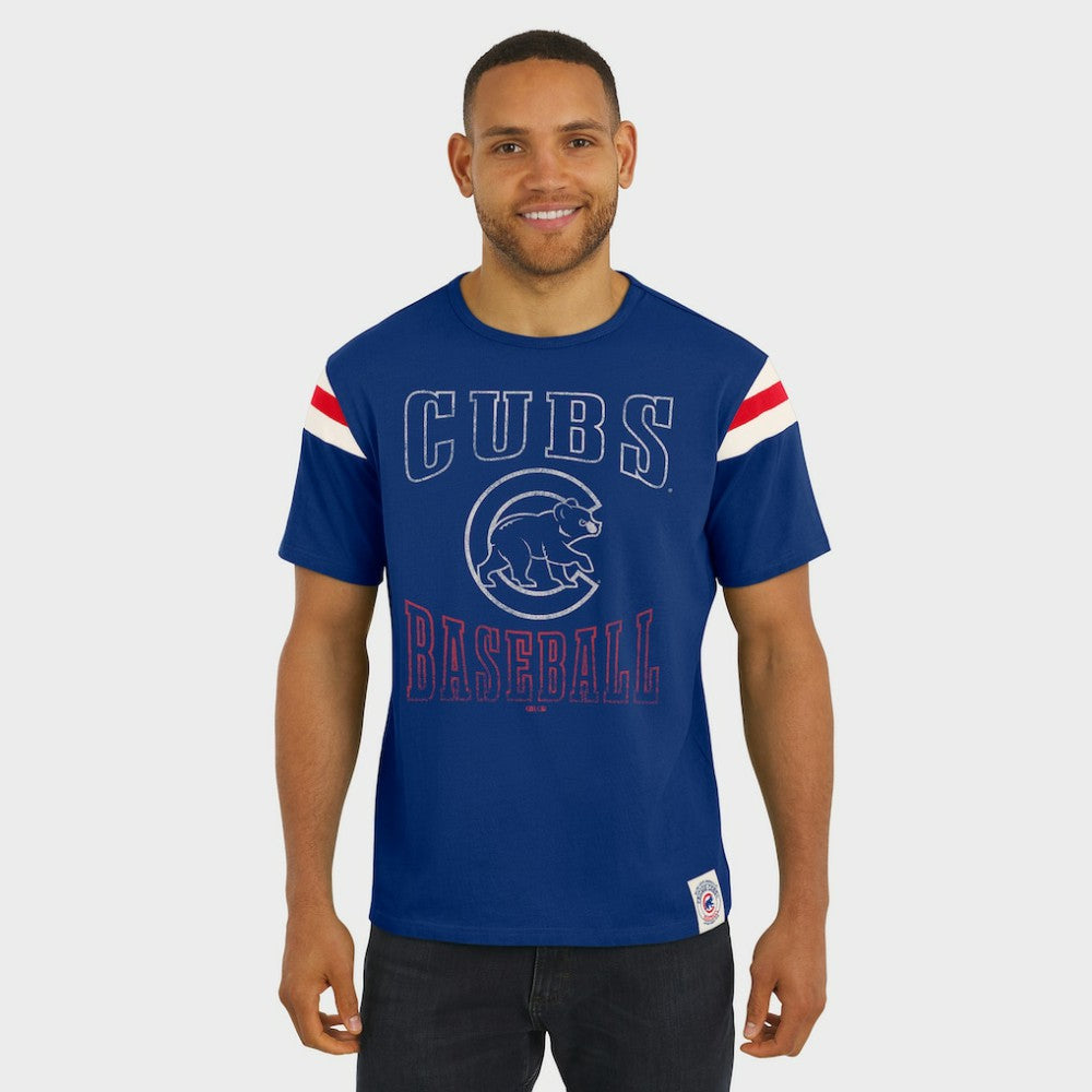 Chicago Cubs Darius Rucker Collection by Fanatics Distressed Sleeve Stripe T-Shirt | MLB New