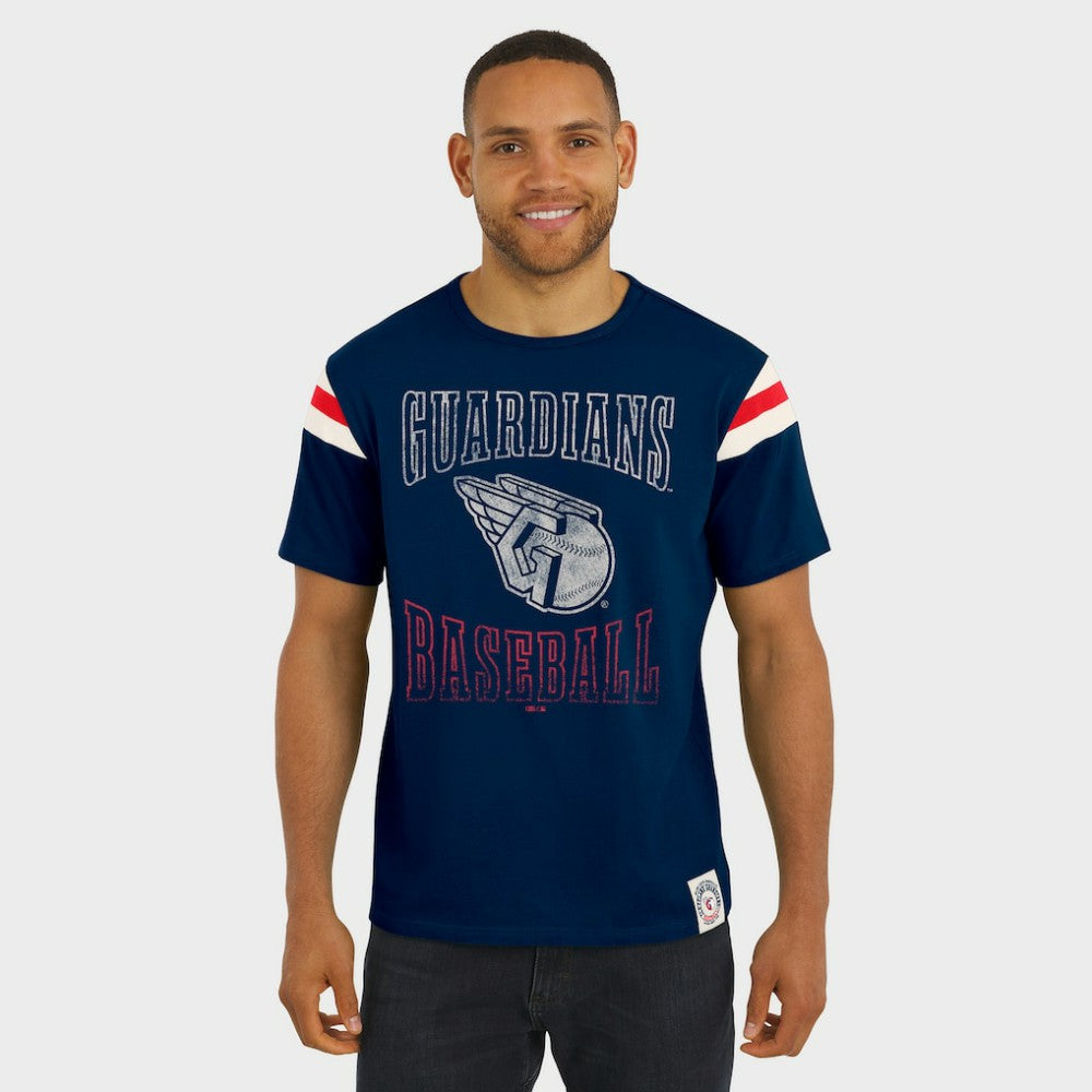 Cleveland Guardians Darius Rucker Collection by Fanatics Distressed Sleeve Stripe T-Shirt | MLB New