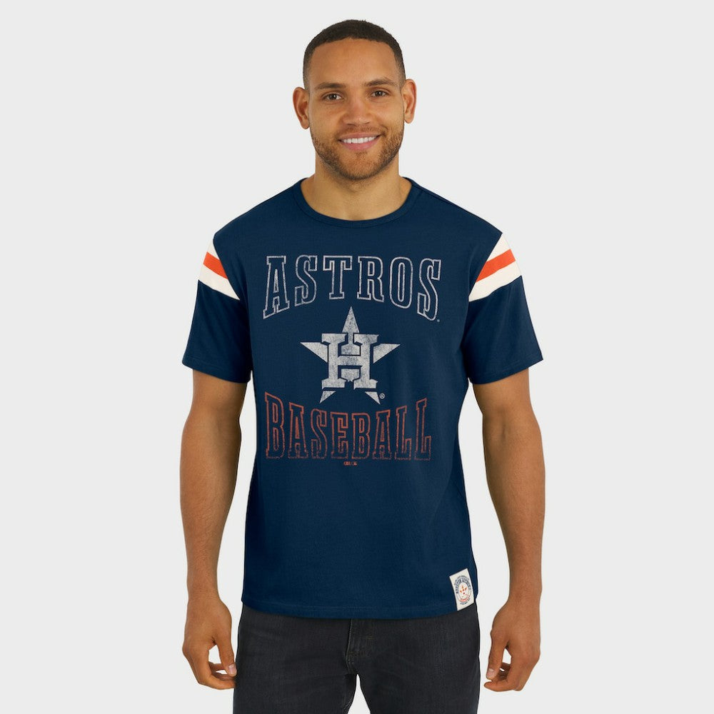 Houston Astros Darius Rucker Collection by Fanatics Distressed Sleeve Stripe T-Shirt | MLB On Sale