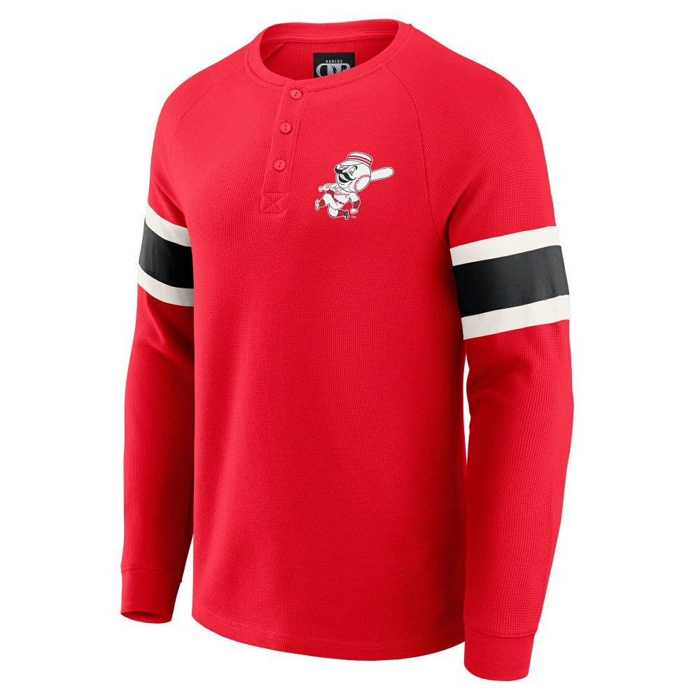Cincinnati Reds Darius Rucker Collection by Fanatics Waffle-Knit Raglan Long Sleeve Henley T-Shirt | MLB New