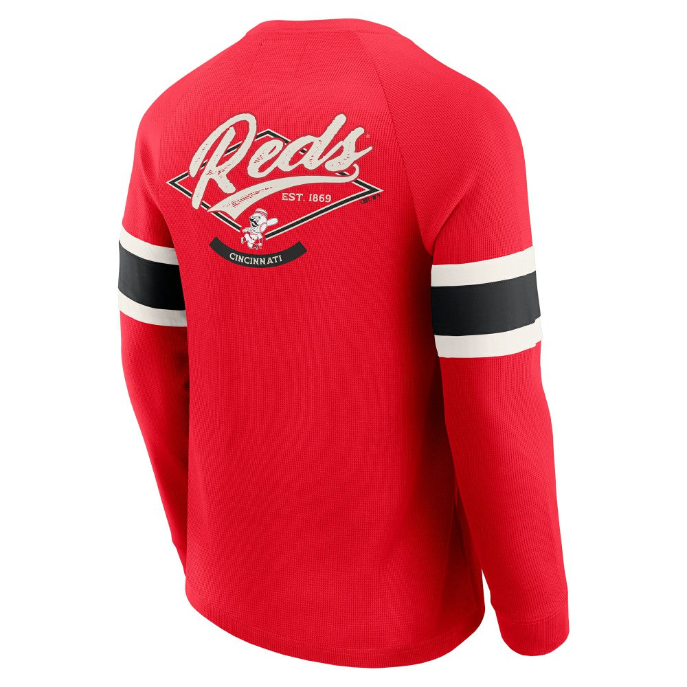 Cincinnati Reds Darius Rucker Collection by Fanatics Waffle-Knit Raglan Long Sleeve Henley T-Shirt | MLB New