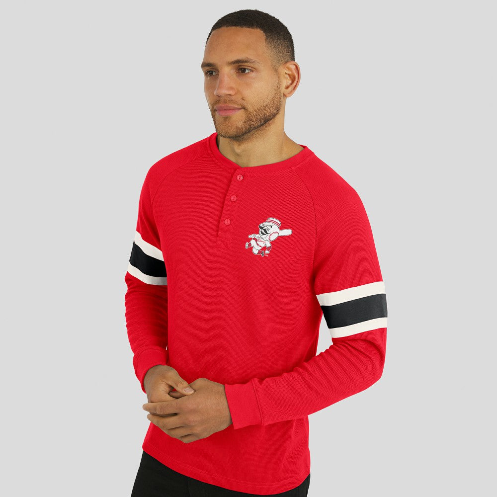 Cincinnati Reds Darius Rucker Collection by Fanatics Waffle-Knit Raglan Long Sleeve Henley T-Shirt | MLB New