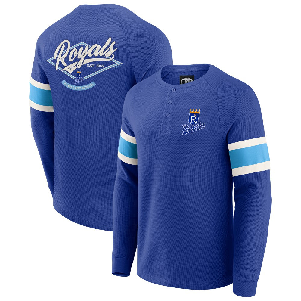 Kansas City Royals Darius Rucker Collection by Fanatics Waffle-Knit Raglan Long Sleeve Henley T-Shirt | MLB For sale