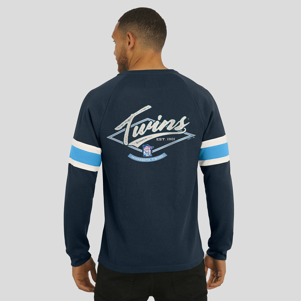 Minnesota Twins Darius Rucker Collection by Fanatics Waffle-Knit Raglan Long Sleeve Henley T-Shirt | MLB Outlet